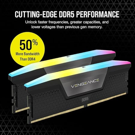 CORSAIR Vengeance RAM RGB 32GB (2x16GB) DDR5 5200MHz - Black