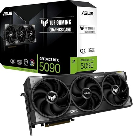 مثلث القوة: كرت ASUS TUF Gaming RTX 5090 32GB + مبرد ROG LC III LCD + باور 1200W