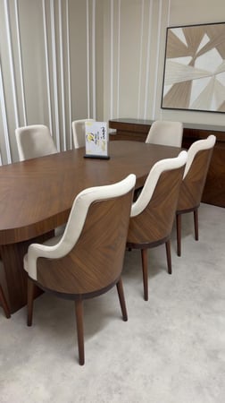 طقم طاولات طعام 8 كراسي مع مدخل البوفيه قشرة الجوز