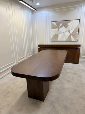 طقم طاولات طعام 8 كراسي مع مدخل البوفيه قشرة الجوز