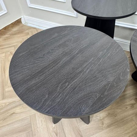 طاولة 5 قطع لون اسود دائري مع قاعدة اسود