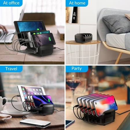 ORICO 5 منافذ USB محطة شحن حوض مع حامل 40 واط 5V2.4A USB شحن مجاني USB كابل آيفون الكمبيوتر اللوحي