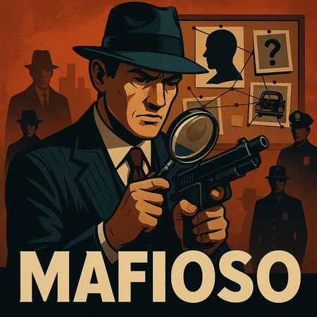 Mafioso – لعبة مافيا لـ 6 إلى 8 لاعبين (2 مافيا) | جريمة قتل بالخطأ-لعبة مافيا PDF، تفاعلية، اجتماعية، تحقيق، تمثيل أدوار، لغز، أوراق لعب، لعبة للطباعة، لعبة حفلات، جريمة غامضة، لعبة ذكاء، غرفة فندق، ضحية بالخطأ