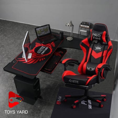 كرسي قيم مع طاولة قيم زاوية لون اسود بأحمر