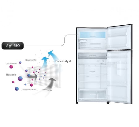 ثلاجة توشيبا بابين مقاس 21.5 قدم سعة 608 لتر ستيل - GR-A820ATE