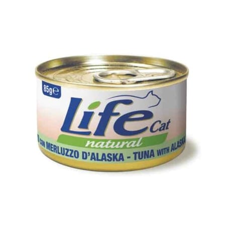 لايف كات معلبات التونة مع سمك ألاسكا بولوكك طعام رطب للقطط, 85 جرام