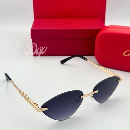 نظارة كارتير ذهبي معدني معين بعدسة أسود مدرج