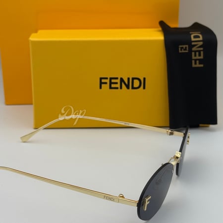 نظارة فيندي ببيضاوية ذهبي عدسة سوداء