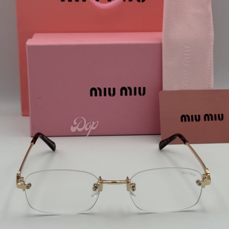 نظارة ميو ميو مربعة بدون إطار عدسة شفافة