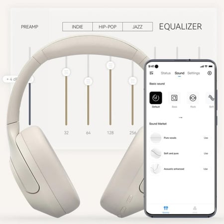 هايلو S35 سماعة راس لاسلكية - بخاصية عزل الضوضاء - ابيض