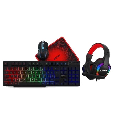 بكج 4 في 1 كيبورد وماوس وسماعة و وسادة من دينكس