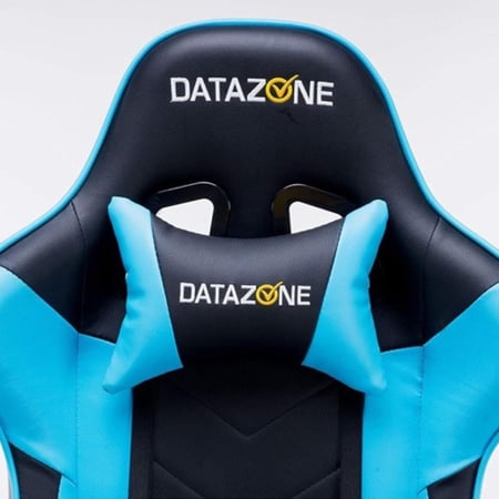 كرسي ألعاب أزرق في أسود + وسادة رقبة + مسند ظهر (داتا زون)