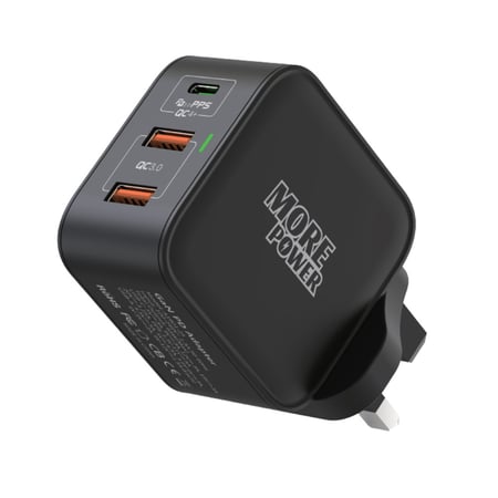 شاحن بيت (3 منافذ) 65 واط (مور باور) - ضمان سنتين