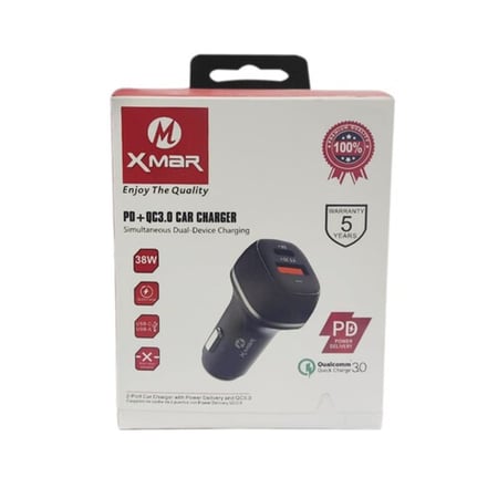 شاحن سيارة بقوة 38 واط لون أسود XMaR CAR CHARGER 38W