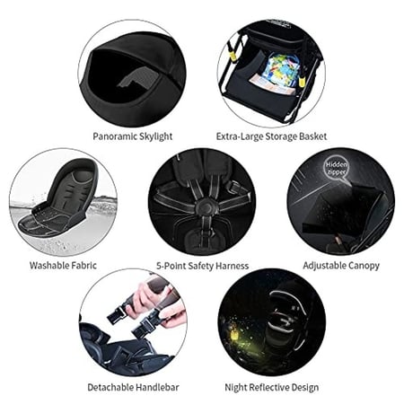 عربية اطفال مع كرسي اطفال متعدد الاستخدام قابلة للطي خفيفة الوزن للسفر