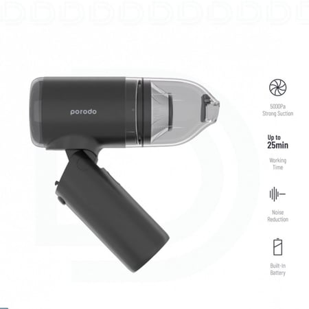 بورودو | مكنسة كهربائية محمولة صغيرة قابلة للطي لايف ستايل 2000 مللي أمبير أسود | Porodo Vacuum Cleaner