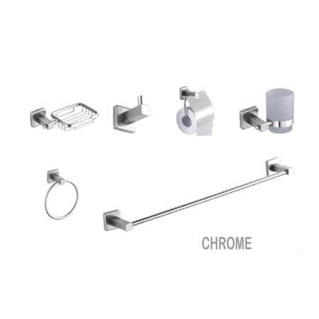 طقم اكسسوارات حمام ليما ستيل كروم 6 قطع  AC-3700-C