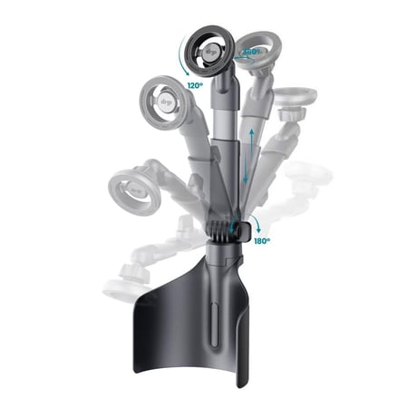 قاعدة دريب تثبيت الجوال في فتحة الكوب للسيارة قابلة للتعديل 360 درجة بذراع مرن قابل للارتفاع