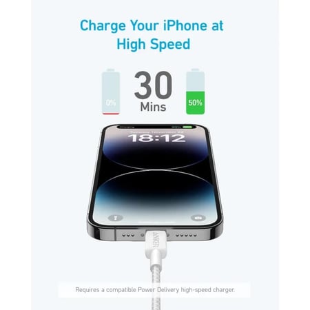 سلك شحن انكر تايب سي الى لايتنينق بقوة 60 واط بطول 3 متر