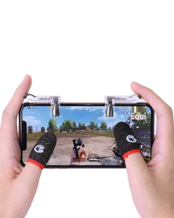 بكج ببجي 2 قطعة F2 ازرار تحكم لالعاب الجوال + 2 قطعة قفاز اصابع واقي للتعرق - موربلس وجيمسير