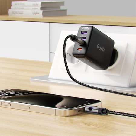 سلك AceFast C15-03 تايب سي الى تايب سي مع شاشة رقمية