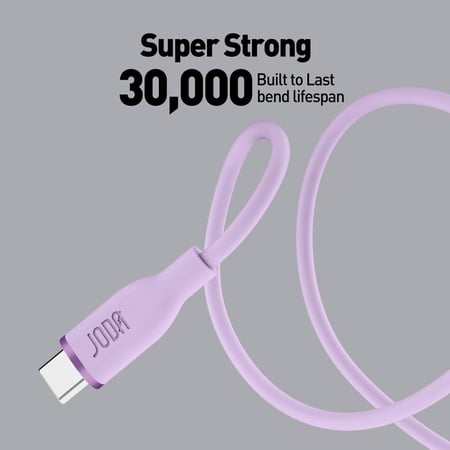 سلك JODA سيليكون 60 واط تايب سي الى تايب سي 1 متر - وردي