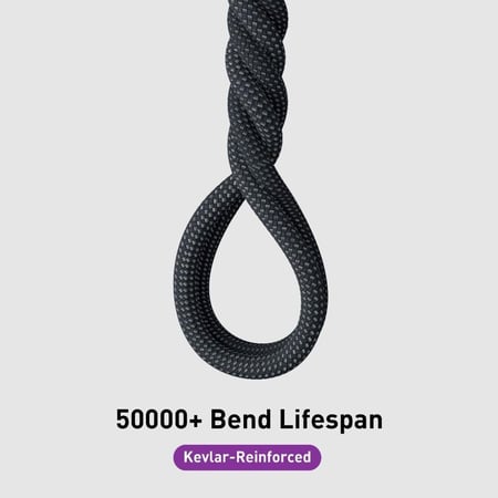 سلك JODA تيتان بقوة 240 واط نايلون مظفر تايب سي الى تايب سي بطول 1 متر - اسود