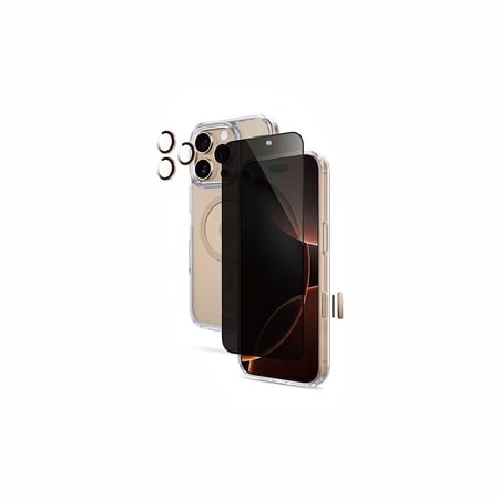 بكج ArmorPro D30 ثلاثة في واحد ( كفر حماية ماج سيف شفاف + حماية شاشة زجاجية خصوصية + حماية للعدسات )