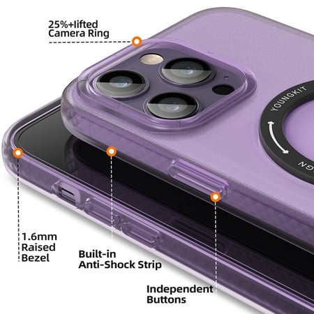 كفر حماية يونغ كيت روك ماج سيف مع ستاند ايفون 14 برو - بنفسجي