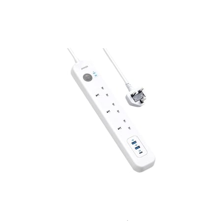 توصيلة انكر 3 منافذ طاقة ومنفذين USB ومنفذ PD بقوة 30 واط - ابيض