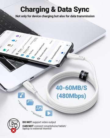 سلك AceFast تايب سي الى تايب سي بطول 1.2 متر - ابيض