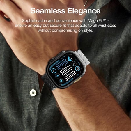 سوار نايلون AmazingThing لساعة ابل مقاس45/46/49 مم - اسود ورمادي