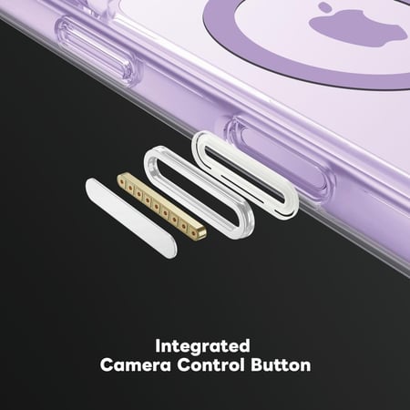 بكج Armorpro D30 ثلاثة في واحد ( كفر حماية شفاف ماج سيف بنفسجي + حماية شاشة شفافة ضد الانعكاس + حماية للعدسات ) مع زر التصوير للايفون 17