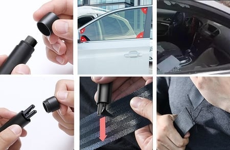 مطرقة حادة بيسوس لكسر الزجاج و قطع الحزام - رمادي