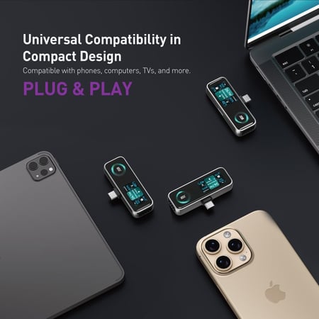 قطعة نقل بيانات JODA بسعة 2 تيرا بايت تايب سي مع شاشة رقمية - اسود