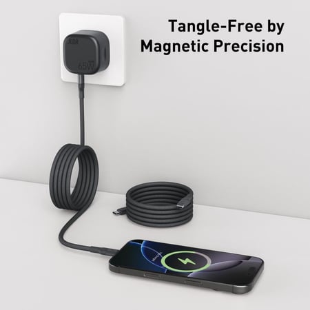 سلك JODA ماج رول مغناطيسي بقوة 60 واط تايب سي الى تايب سي بطول 1.2 متر - اسود