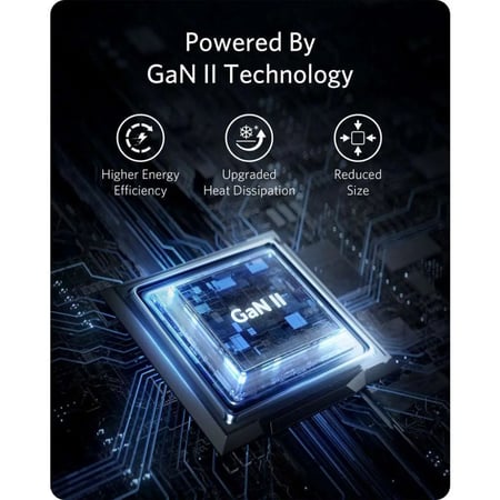 شاحن جداري انكر بقوة 65 واط بمنفذين تايب سي ومنفذ يو اس بي - اسود