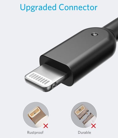 سلك انكر باور لاين يو إس بي الي لايتنينق 1.8 م - أسود