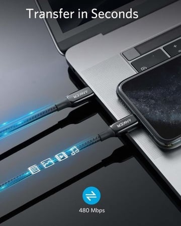 كيبل انكر باور لاين تايب سي إلى لايتنينق 1.8 م - أسود