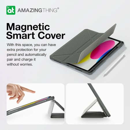 كفر AmazingThing تيتان برو كفر قابل للطي للايباد  الجيل 10 - رمادي غامق