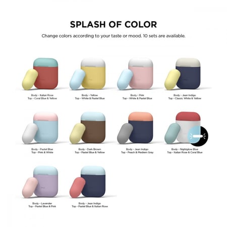 elago cases لسماعات ابل البلوتوث - بني غامق و سماوي وأصفر