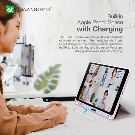 كفر AmazingThing تيتان برو قابل للطي للايباد 10.2 الجيل 9 - رمادي وردي