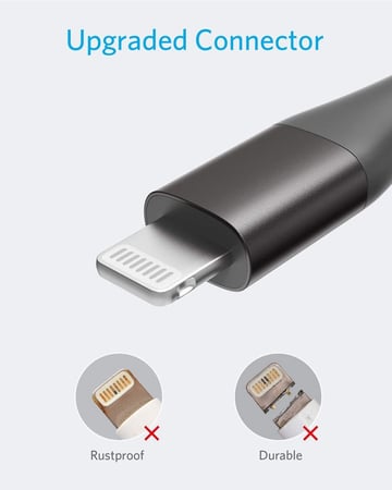 سلك انكر باور لاين بلس يو إس بي الي لايتنينق 1.8 م - أسود