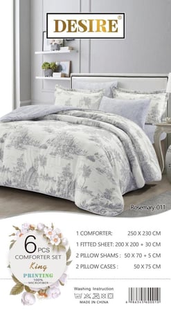 Rosemary-011 مفرش ديزاير روزماري نفرين ابيض 6 قطع