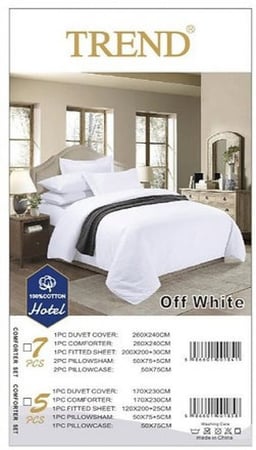 Off White ترند لحاف نفر أبيض 5 قطع مقلم قطن 100%