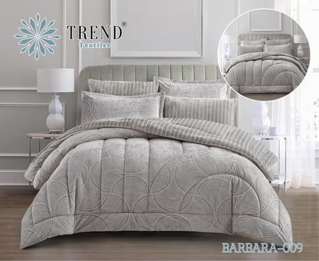 BARBARA-009 ترند طقم لحاف شتوي مخمل سميك فاخر كنج 6 قطع