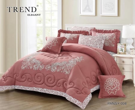 طقم لحاف وردي