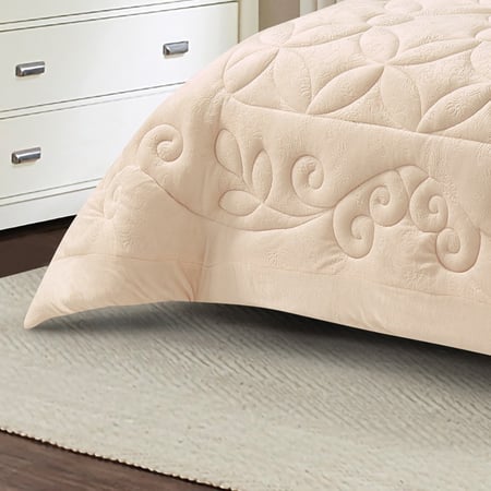 MONA-01 مفرش شتوي فاخر مخمل سميك نفرين 6 قطع بيج