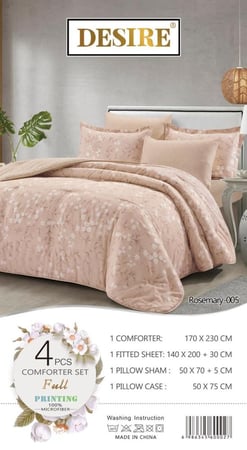 Rosemary-005 مفرش ديزاير روزماري وردي نفر ونص 4 قطع