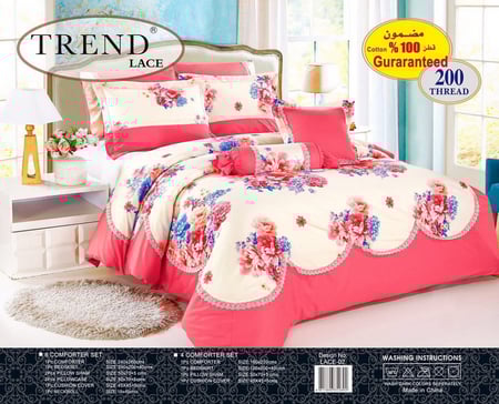 Lace-02 ترند ليس لحاف نفرين قطن 8 قطع مشجر
